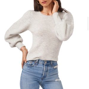 1 state light grey balloon sleeve sweater